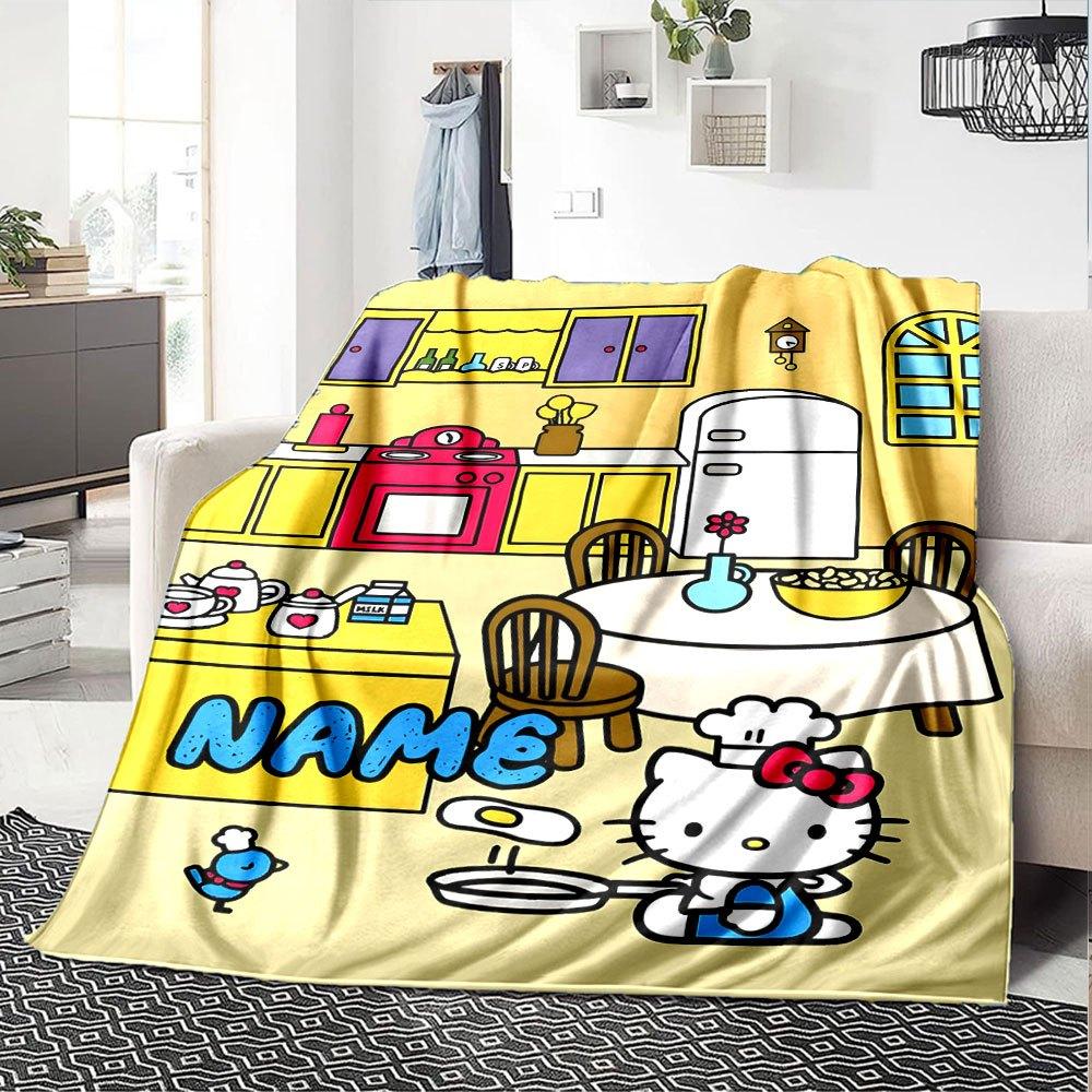 Hello Kitty Chef Kitchen Scene Gift Personalized Text Durable Comfort For Sofa Couch Office Bed Picnics Four Seasons Multipurpose Playful Design Ideal