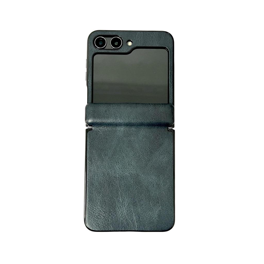 Чехол-книжка Samsung Galaxy Z Flip7 из кожи Crazy Horse с защитной крышкой из матового материала с текстурой кожи
