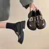 Round Head Wind Brown Platform Small Leather Shoes Women's 2025 New Spring Versatile Skirt Thick Heel Loafer Single Shoes