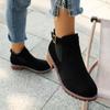 Fashion 2024 Winter New High-quality Women's Shoes Fashionable Round Toe Solid Color Square Heel Suede Buckle Women's Short Boots