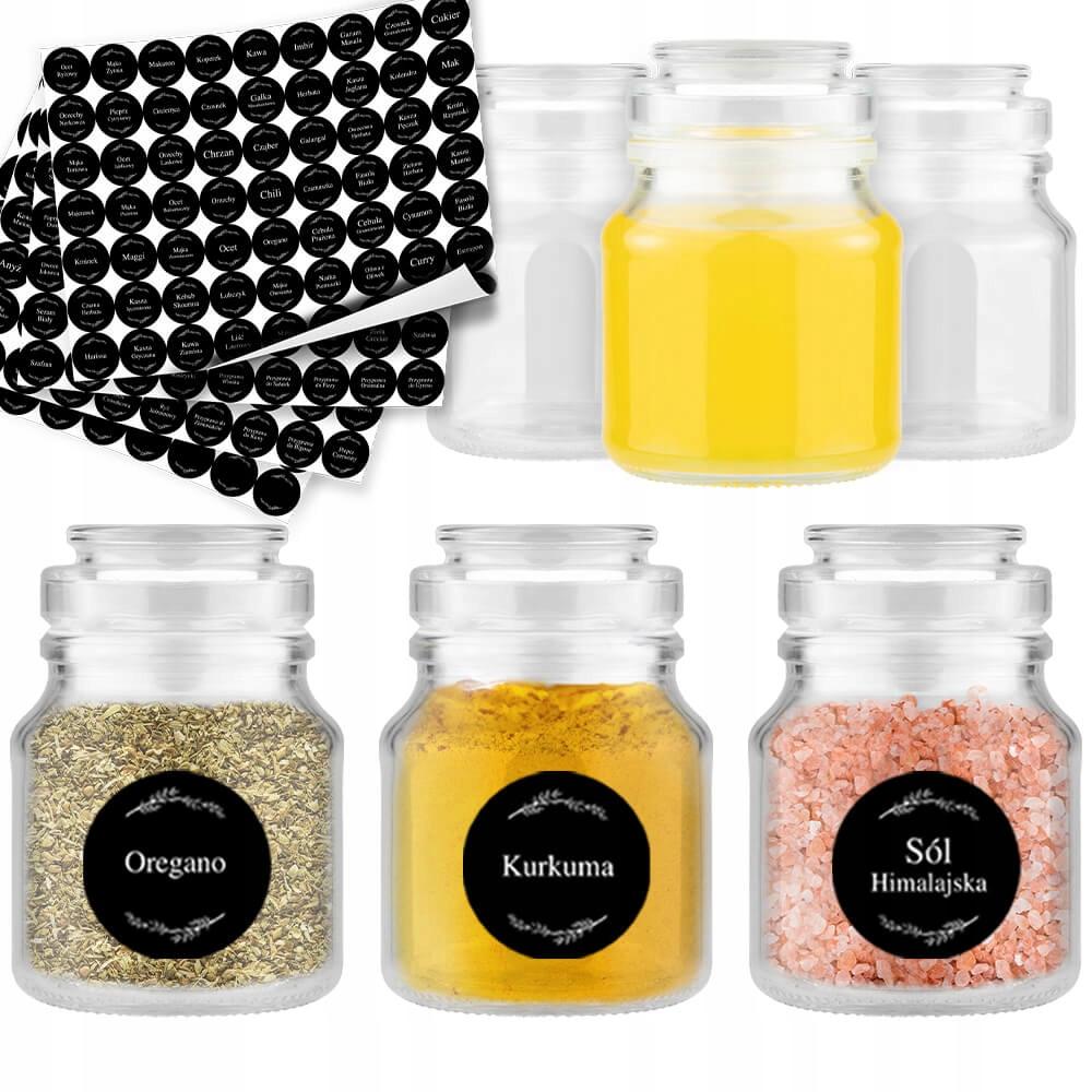 20X Spice Jar Herbs Gift Jars 205ML + 252 Stickers