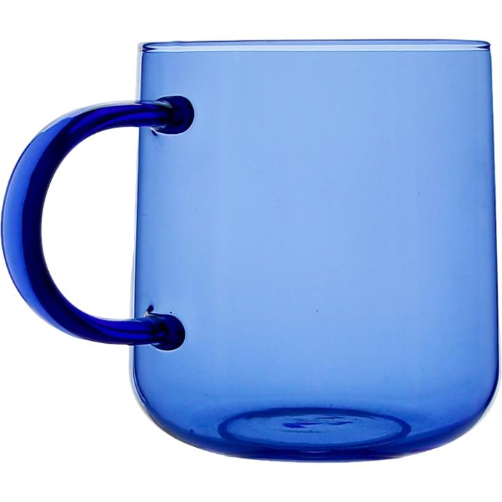 GLASS MUG FOR COFFEE AND TEA 310 ml. 8.7 cm BLUE