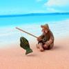 Декор для аквариумов Рыбак Винтажная модель Рыбака из смолы Декорации для пруда и сада