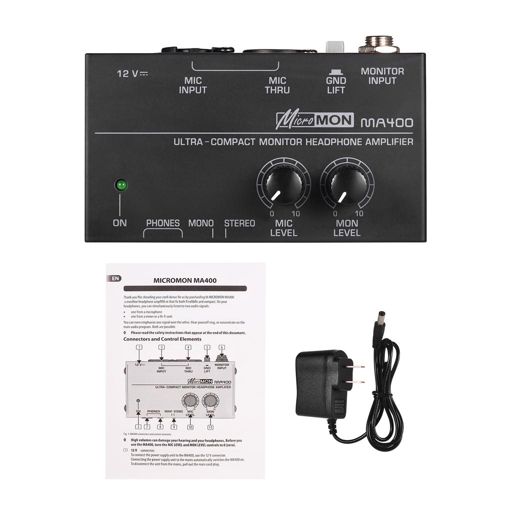 Ультракомпактный усилитель для мониторных наушников с микрофонным входом XLR 635 мм Вход для монитора 635 мм 35