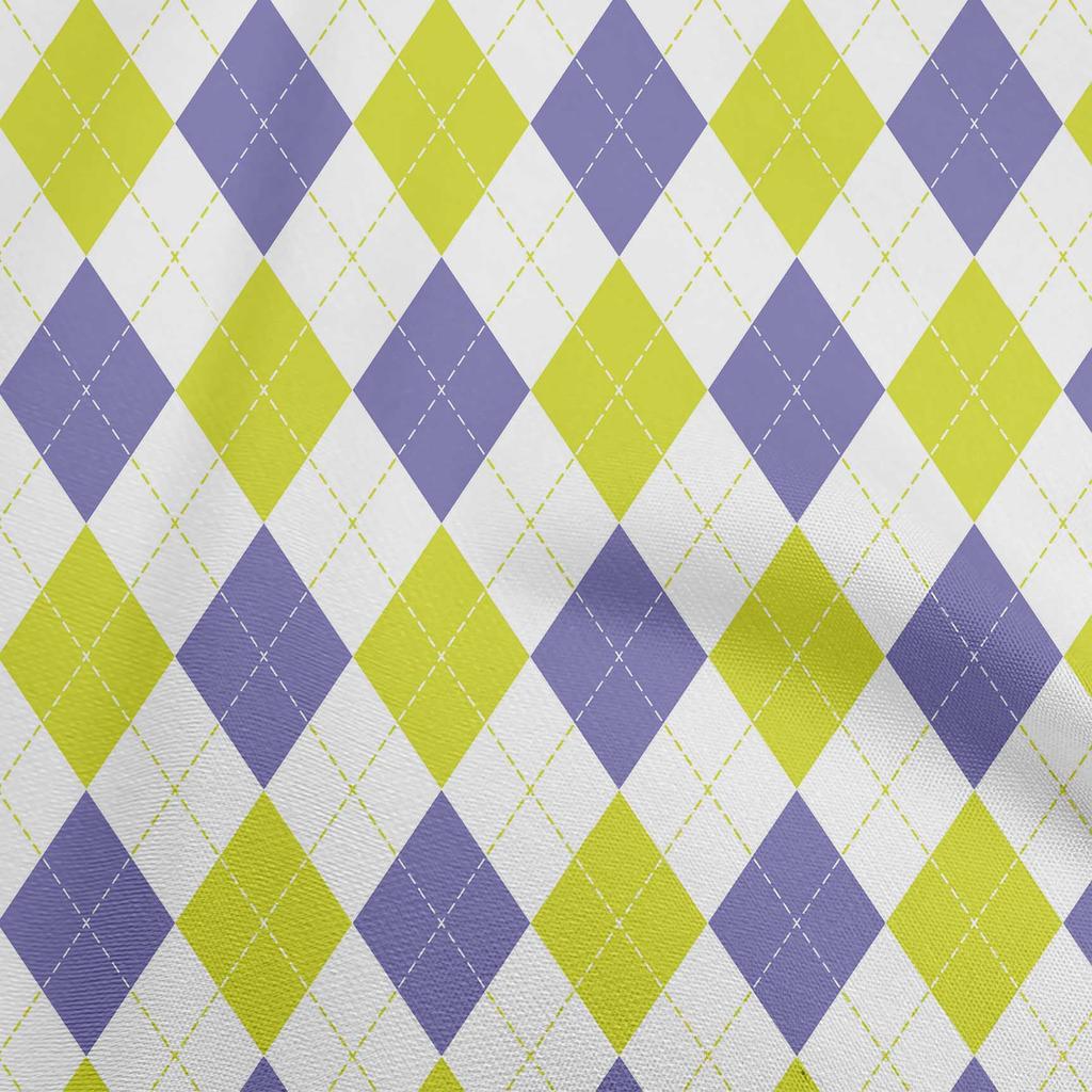oneOone Cotton Flex Lime & Blue Fabric Check Argyle Dress Material Fabric Print Fabric By The Yard 40 Inch