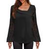 Женские топы с длинным рукавом, рубашки с V-образным вырезом, повседневные кружевные футболки, блузки, осенние туники, облегающие футболки 230s