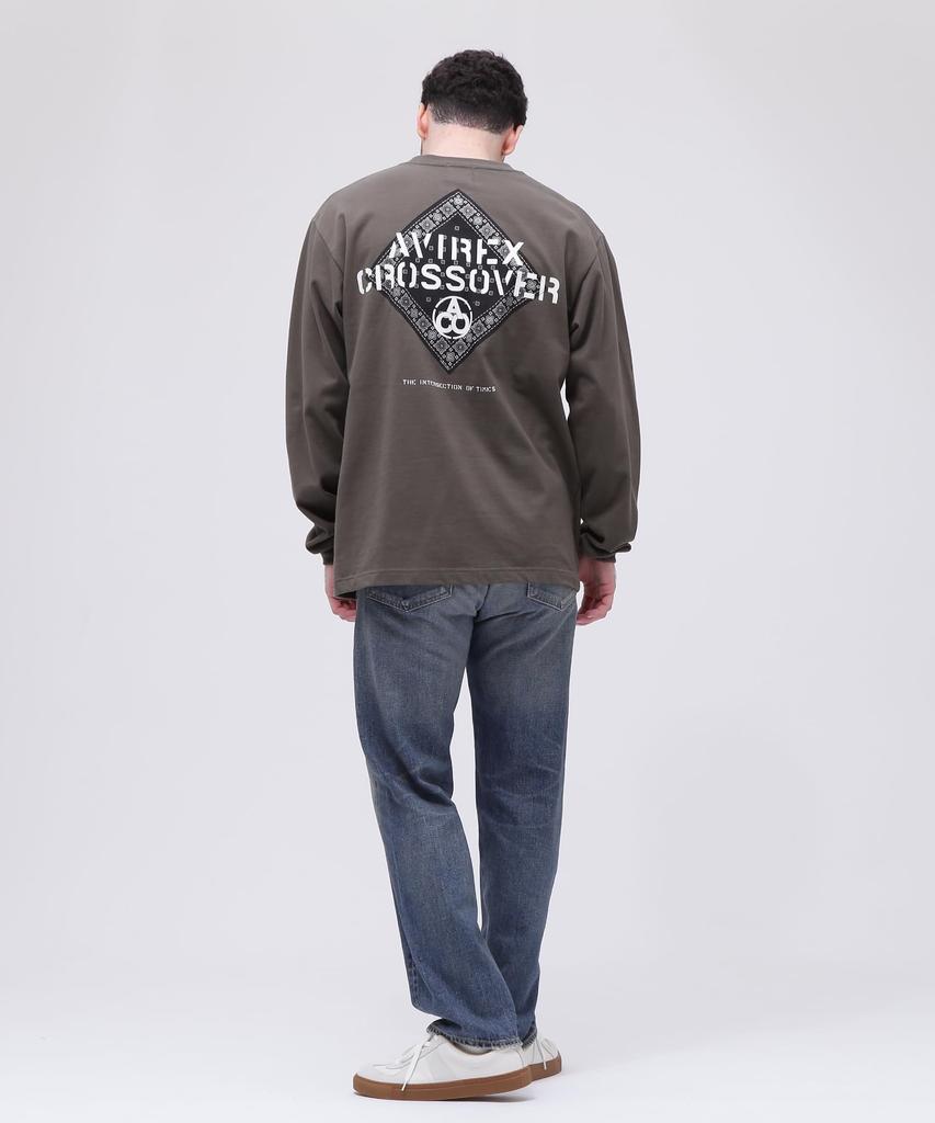 Avirex Crossover Bandana Patch Long Sleeve T-Shirt, Men's, Size 2XL, 310, Olive, 783-4230023
