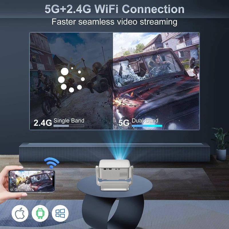 Salange P90 Android-проектор с вращением на 360 градусов, поддержкой 1080P, 4K 350, ANSI Wifi6 BT5.0, портативный домашний кинотеатр, мини-видеопроектор