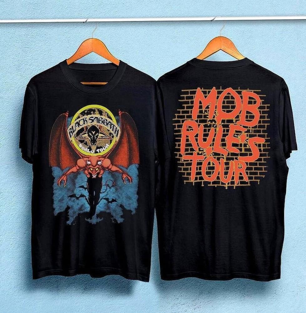 Vintage 1981 Black Sabbath Mob Rules Tour 2 Side Black Unisex T-shirt WA1790 Unisex T-Shirt