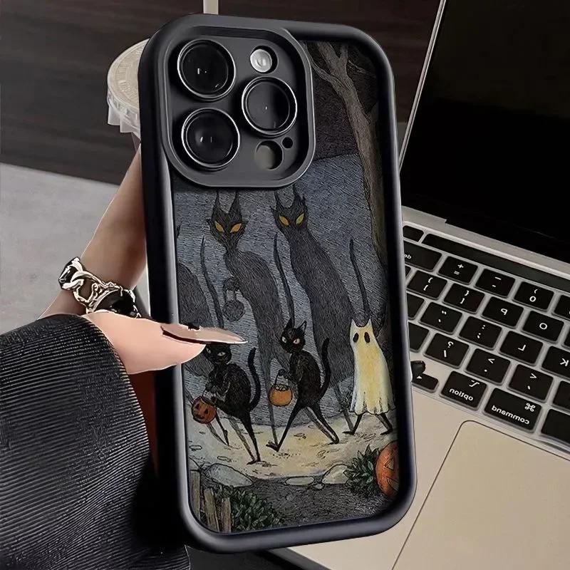 Темный Забавный Монстр Кот Лиса Креативный Чехол для Телефона Для iPhone 17 16 15 14 13 11 12 Pro Max 7 8 Plus X XS XR Ударопрочная Задняя Крышка