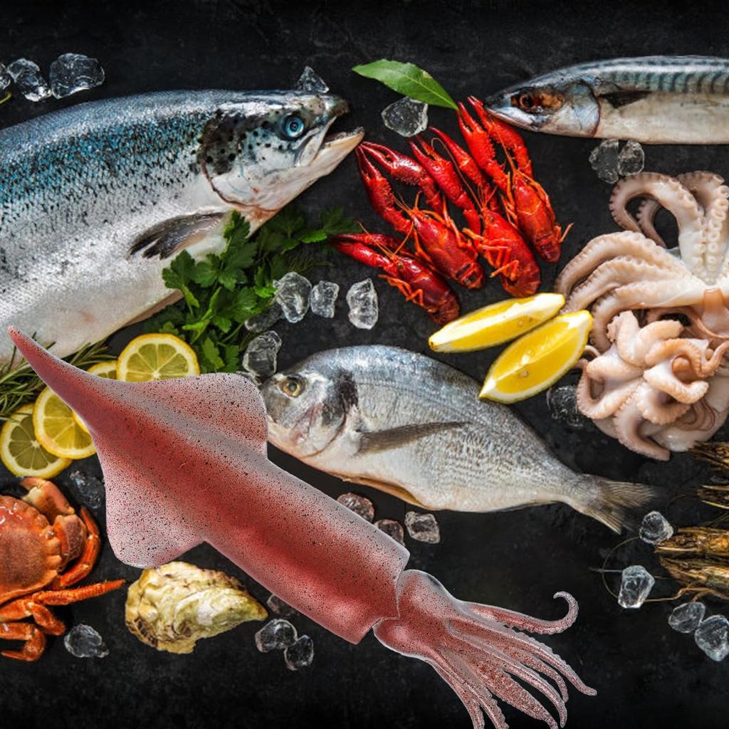 NOLITOY Кальмар Кальмар с кончиком меча для кухни и ресторана Еда Фотография еды Интерьер Игрушечная модель морского существа, ПВХ, Фигурка высокой четкости, Дисплей,