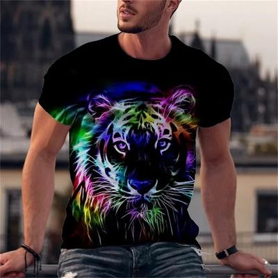 Летний топ с круглым вырезом и 3D-принтом с тигром, модная повседневная мужская футболка с коротким рукавом