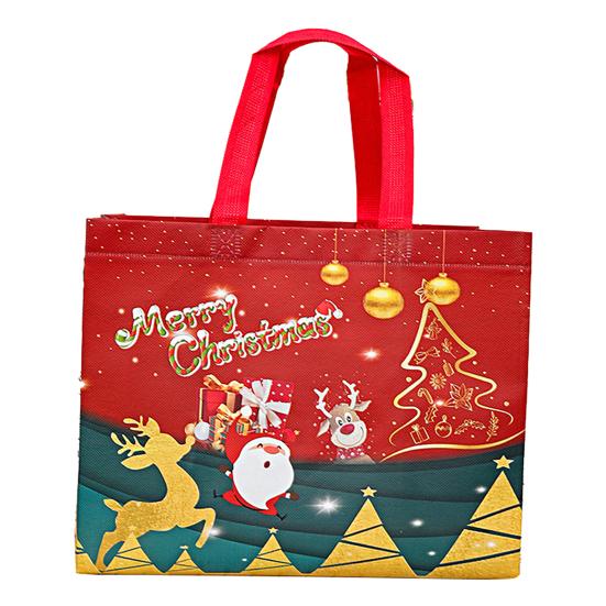 Рождественская сумка-тоут с ручками Нетканые подарочные пакеты Большие многоразовые Рождественские пакеты для покупок к Рождеству