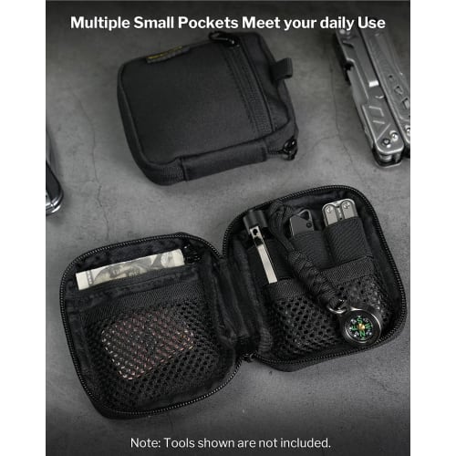 VIPERADE VE34 Small EDC Pouch, Mini EDC Organizer Pouch, Pocket Organizer Pouch EDC Wallet (for Men), Everyday Carry Small EDC Pocket Pouch (VE34-Blac