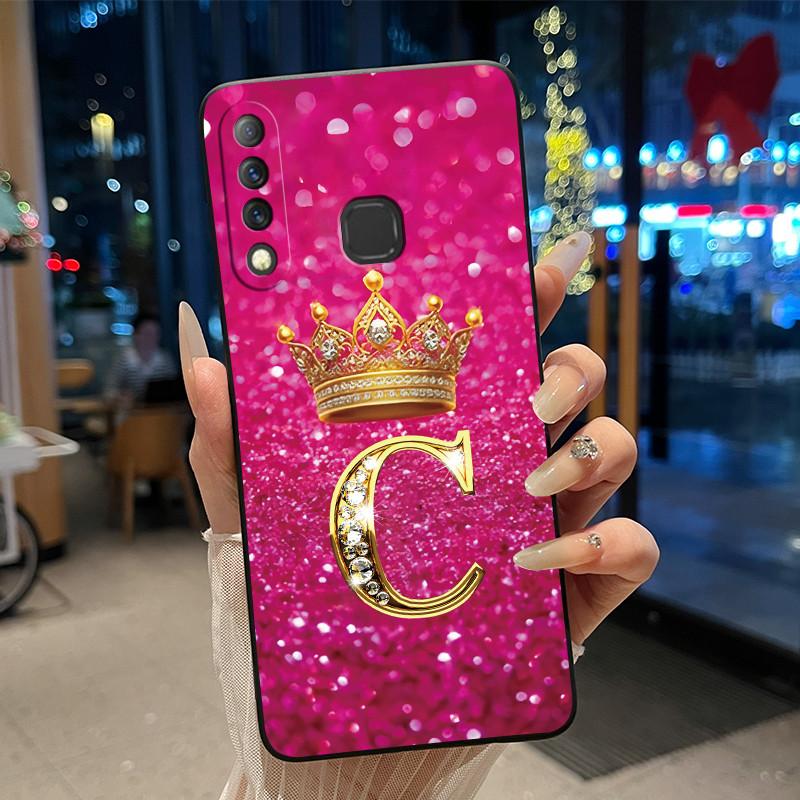 Красивый чехол-корона с буквами от А до Я для Infinix S4 Smart3 Plus X626 X267, черный, из мягкого силикона, противоударный