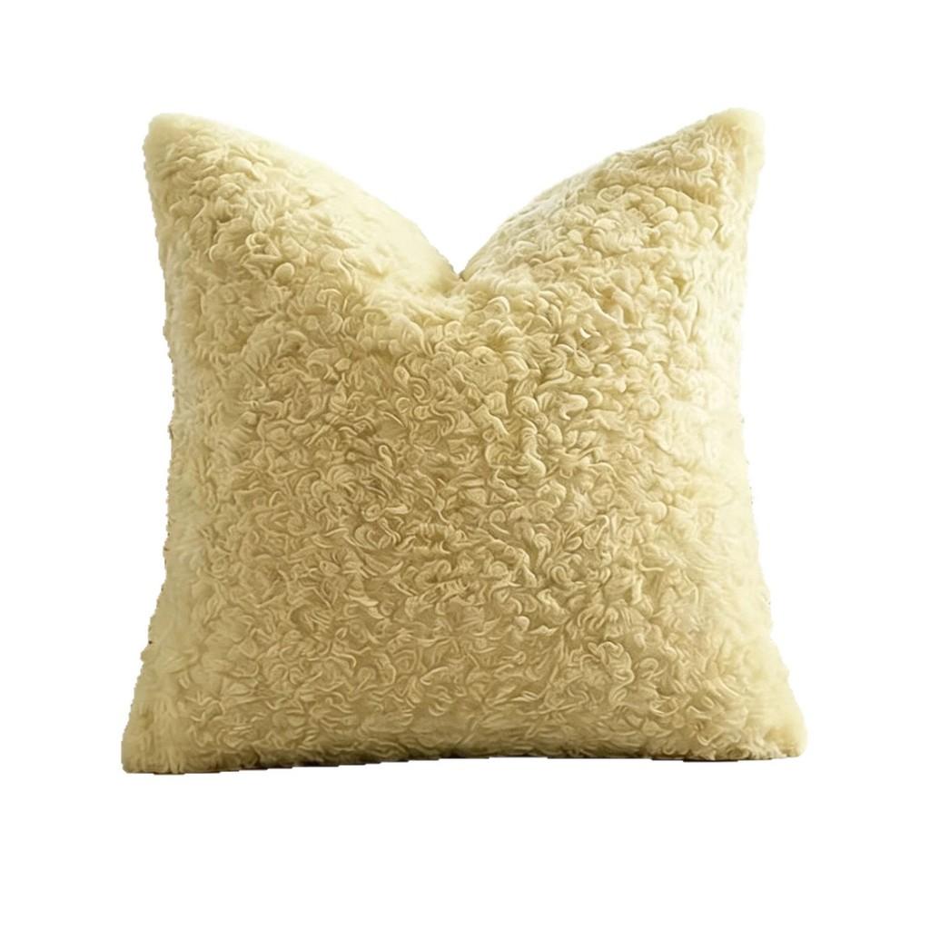 Style Faux Shearling Pillow Cover With Solid Color For Living Room Decor