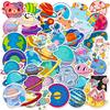 50PCS Cartoon Space Planet Stickers, Astronaut Rocket Decals for Phone, Water Bottle & Decoration