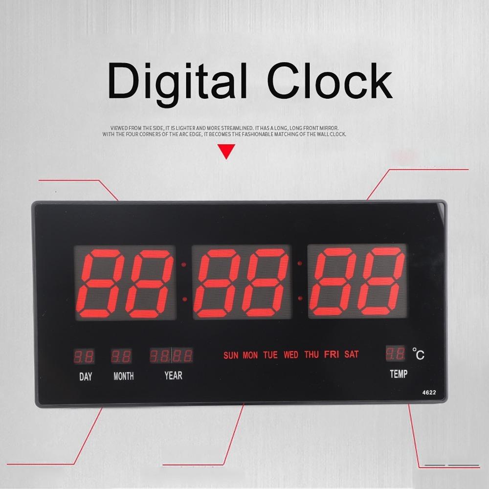LED Screen Digital Wall Clock Plug In Use Perpetual Calendar Clock LED Wall Clock  Wall Mount