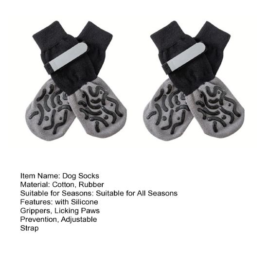 4 шт. нескользящие носки для собак с силиконовыми захватами, предотвращающими облизывание лап, регулируемый ремешок, дышащие, водонепроницаемые, эластичные носки для пола из твердой древесины