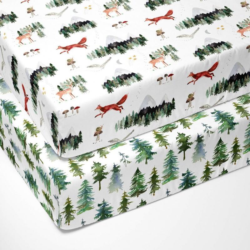 Soft Breathable Cotton Baby Crib Fitted Sheet Set With Animal Print Newborn Toddler Bedding