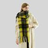 New Yellow Plaid Mohair Scarf Women's 20252025 Autumn and Winter Senior Feeling Thickened Warm Fringed Scarf