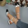 2024 Модная женская обувь с круглым носком, женская официальная обувь, толстый каблук, средний каблук, квадратный носок, свадебные босоножки для вечеринки, повседневная обувь