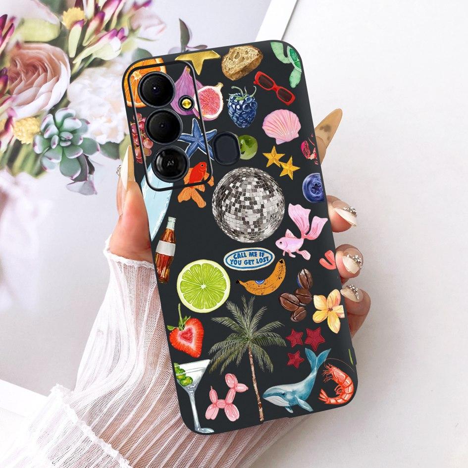 Case For Tecno Pop 6 Go Cover BE6j Popular Flowers Soft Black Silicone Shockproof Fundas For Tecno Pop 6 BE7 Pop6 Pro BE8 Bumper