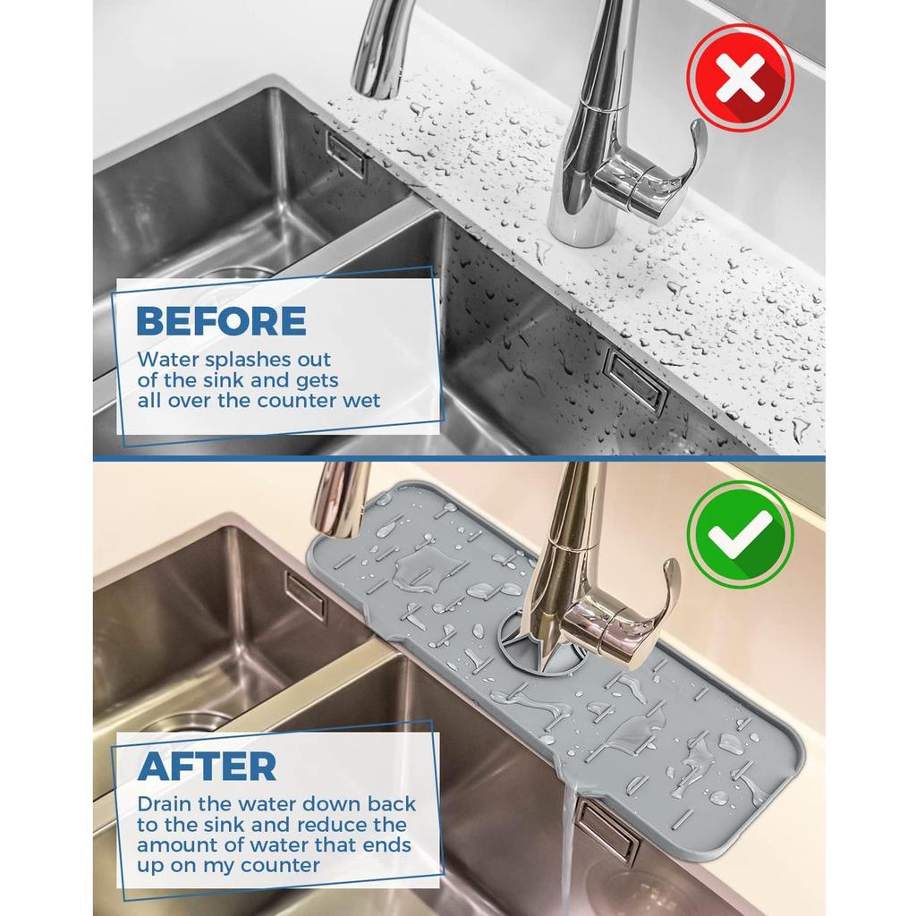 Брызговик для кухонной раковины, силиконовый поддон для сбора капель для смесителя, аксессуары для раковины для кухонной стойки и ванной комнаты