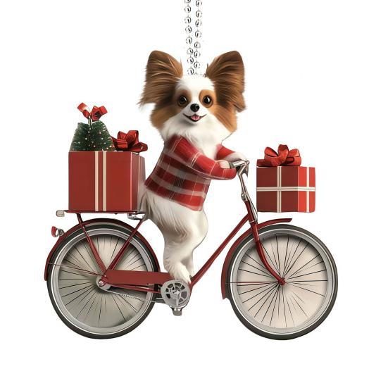 Акриловое Рождественское украшение Щенок на мотоцикле для елки или автомобиля
