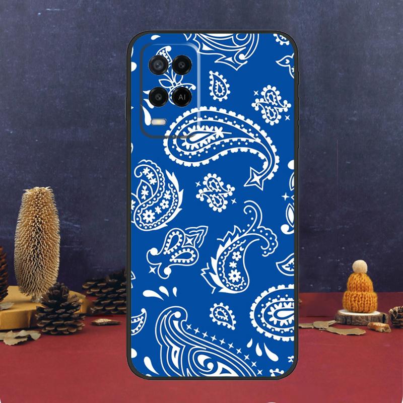 Черный Бандана Пейсли Чехол Для Oppo A16 A76 A96 A17 A57 A40 A60 A80 A98 A58 A78 A18 A38 A54 A74 A94 A15 A5 A6 Pro