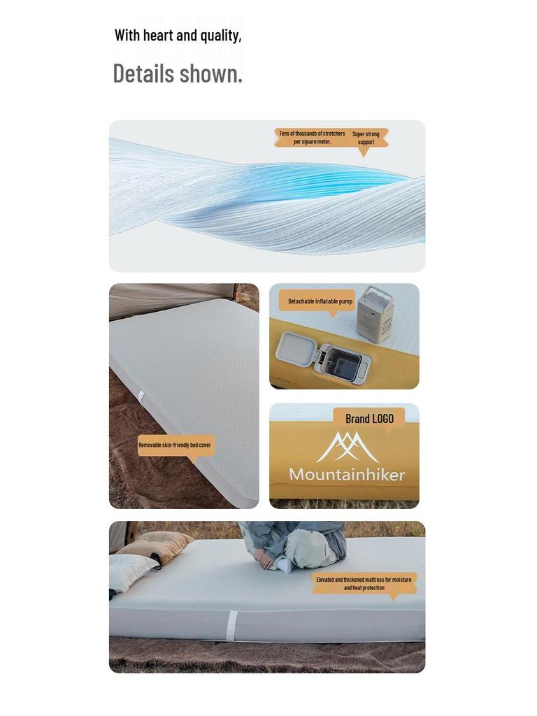 Надувной матрас "Горный гость": Палатка для улицы, кровать-облако, матовая отделка, утолщенный автоматический надувной матрас для кемпинга и домашнего использования.
