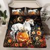 Halloween Pumpkin Unicorn Personality Pattern Mattress Three-Piece Digital Printing Bedding Set