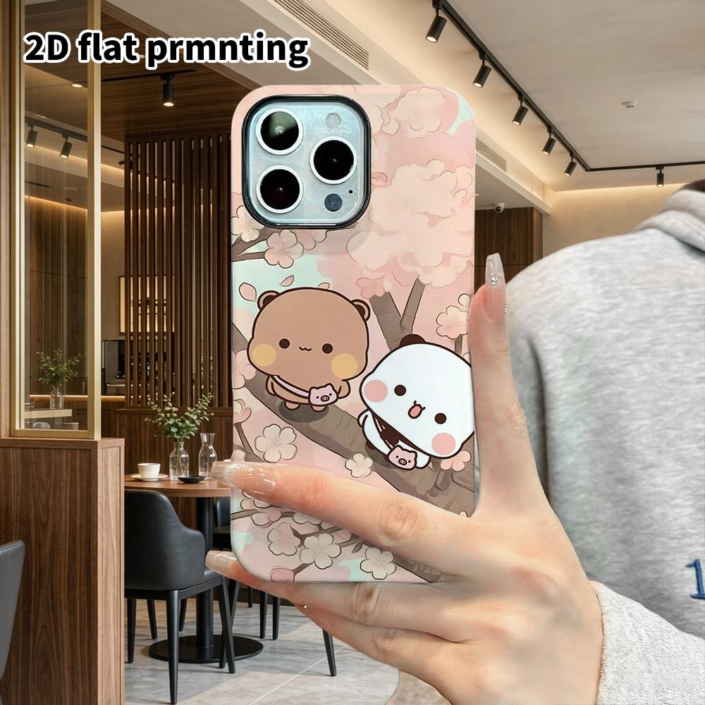 Phone Case: 2D flat suitable for iPhone 18, 17, 16, 15, 14, 13 Pro film protection case, couple style, soft pink tone, Christmas and Halloween gift