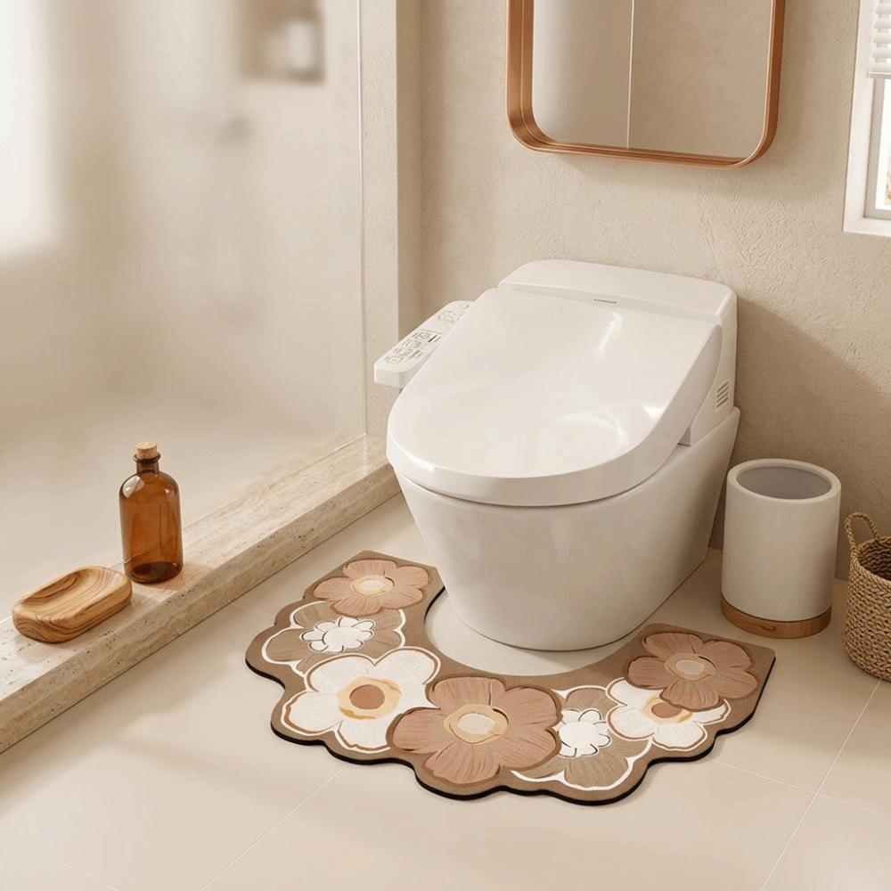 Anti Slip Bathroom Mat Water Absorbing U-shaped Floor Mat Beautiful Toilet Mat Toilet Room