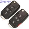 Jingyuqin 4/5 Buttons Car Key Case Shell For VW/VOLKSWAGEN Sharan Caddy Eos Golf Jetta Beetle Polo Up Tiguan Touran Folding