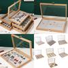 Jewelry Box Wood Frame with Multiple Compartments for Women Ladies Earrings Rings and Necklaces Display Organizer