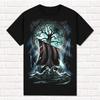 Черная футболка Иггдрасиль Драккар Вегвизир Рунический компас Викингский стиль