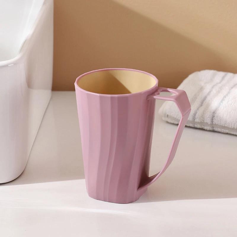 Портативный стакан для полоскания рта с ручкой, держатель для зубной щетки, однотонный двухслойный утолщенный стакан для зубной щетки, простые бытовые стаканчики