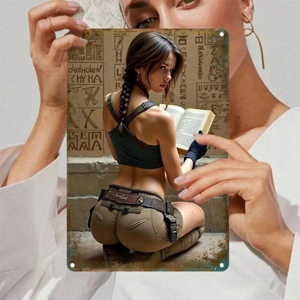 Винтажная 2D книга-приключение Леди Металлический плакат Настенное искусство 8x12 дюймов Декор для дома
