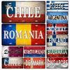 Popular Tourism Country Posters Vintage Metal Tin Signs License Plate Poster Car Garage Home Decor Plaque Vintage Art Painting
