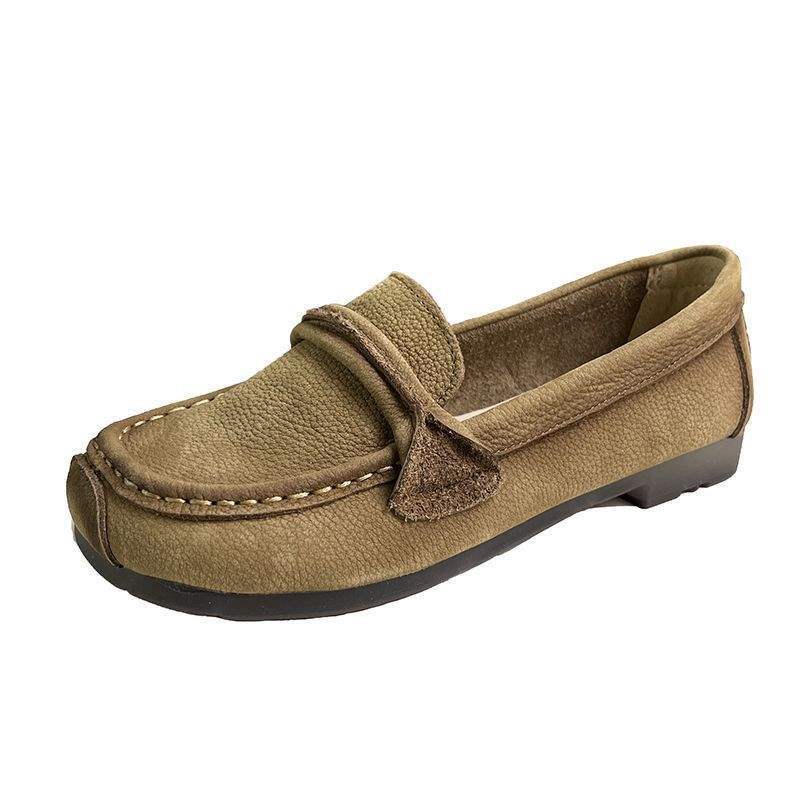 Женские одинарные туфли из мягкой кожи на мягкой подошве из говяжьей жилы, весна-осень 2025, матовая кожа, низкий каблук, туфли-бини, мягкая поверхность, обувь для мамы