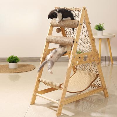 Лазалки для кошек Большой деревянный многофункциональный кошачий гамак, прыгунки, кошачий домик, башня на дереве, товары для животных, мебель