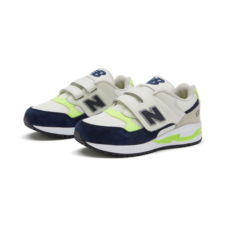 New Balance Кроссовки детские NB 530 Series на липучках, низкие, для бега, светло-голубые с зеленым, KV530SIP