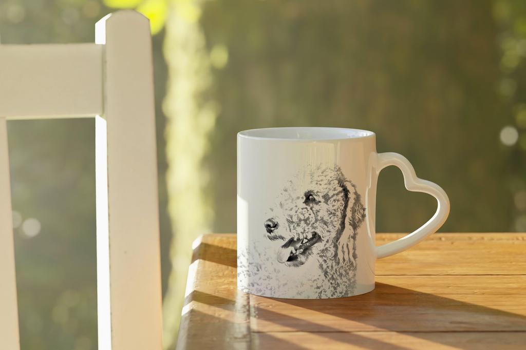 Bedlington Terrier, Rothbury Terrier, Rodbery Terrier - cup with a dog, adorable cup with a heart-shaped handle, universal gift from the Art-Dog brand