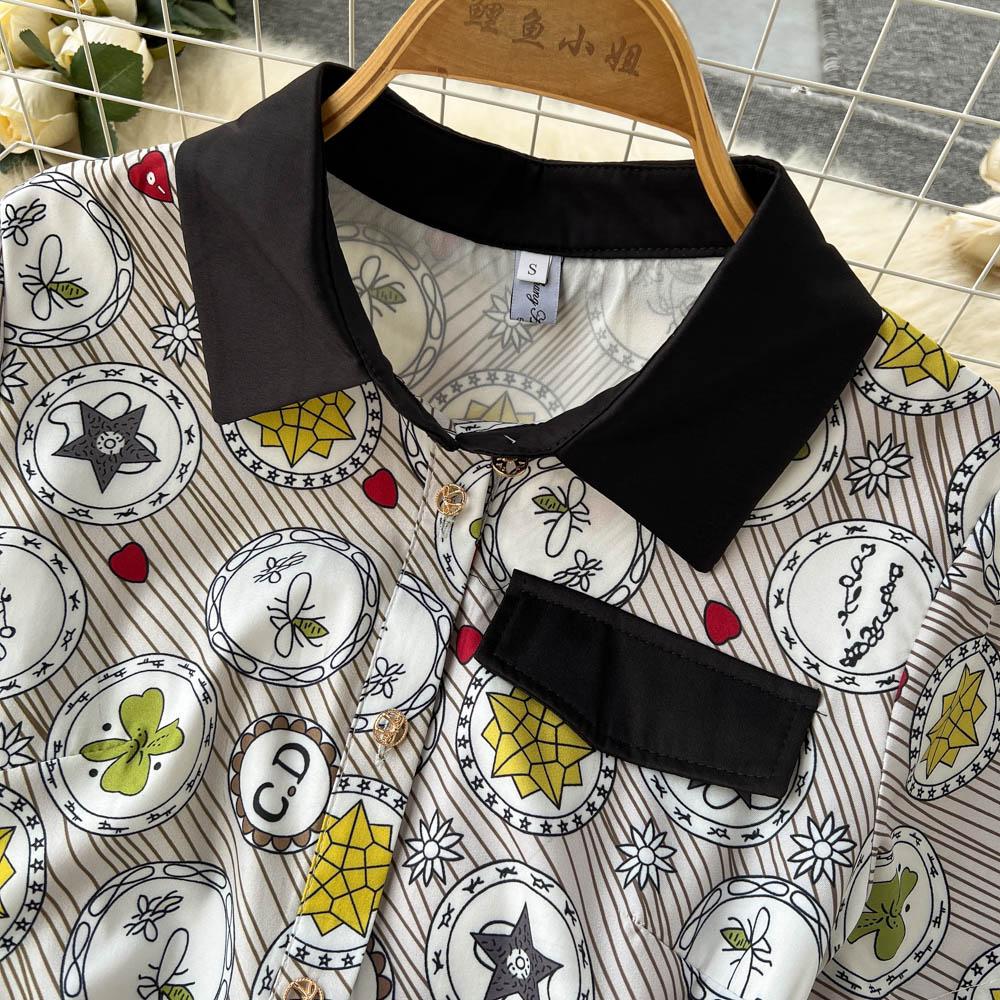 Женское платье-рубашка с коротким рукавом с лацканами, летняя мода, элегантный винтажный принт, брендовые дизайнерские платья для подиума, вечерние платья