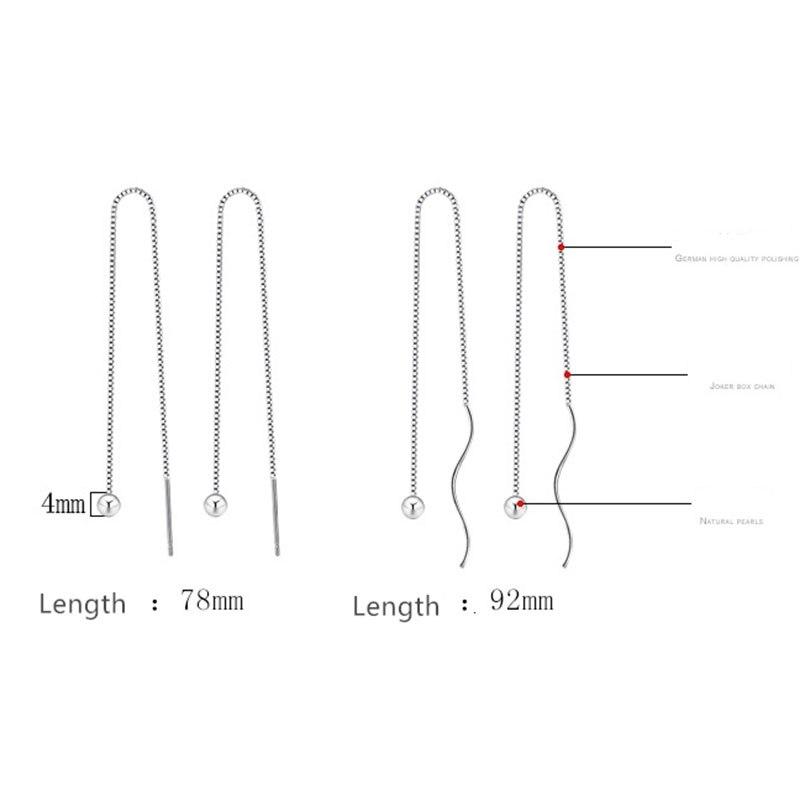 Серьги-цепочки из стерлингового серебра 925 пробы, простые бусины с длинной кисточкой, серьги-цепочки, простая модная цепочка-цепочка, украшения для ушей для женщин, подарки S-E229