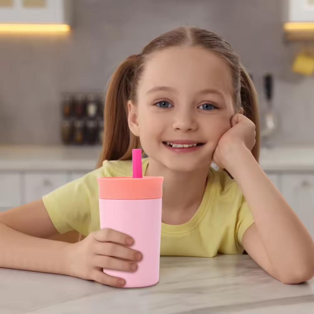 12oz Thermal Coffee Cup with Straw Thermal Mug Mini Vacuum Flask Insulated Water Bottle  Kids