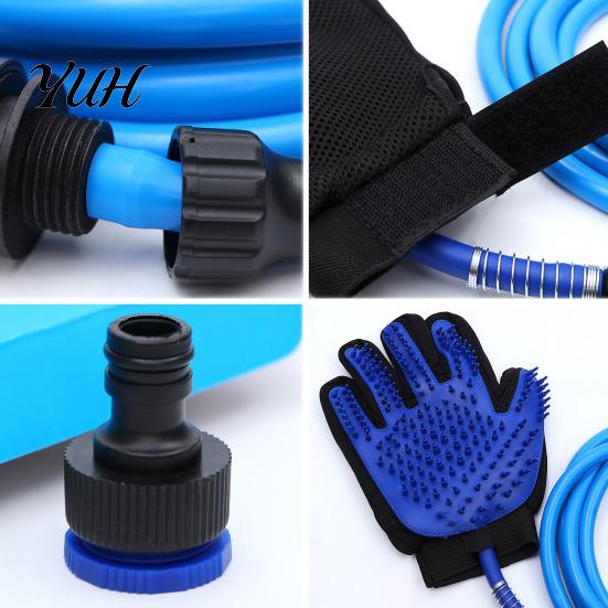 Professional Dog Bathing Mitts Pet Glove And Sprayer, Connect Garden Hose Design, TPR Five-finger Massage Gloves for Cats Grooming Brush, Dogs Washing