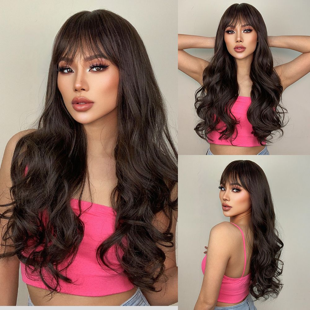 Red Synthetic Wigs Long Body Wavy Wig Natural Hairline Daily Red Hair Heat Resistant Fiber Smooth Party Cosplay Wig