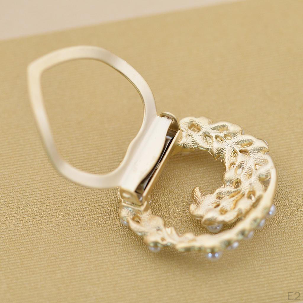 Women' Faux Pearl Brooch Pin Silk Ribbons Buckle Alloy Scarf Holder